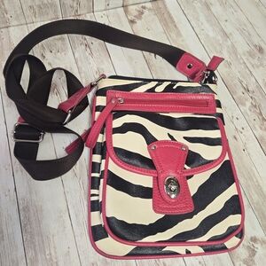 Stylish Zebra Print Crossbody Bag with Pink Accents